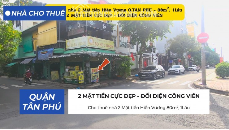 Cho thuê nhà 2 Mặt tiền Hiền Vương 80m²,1Lầu - 20Triệu